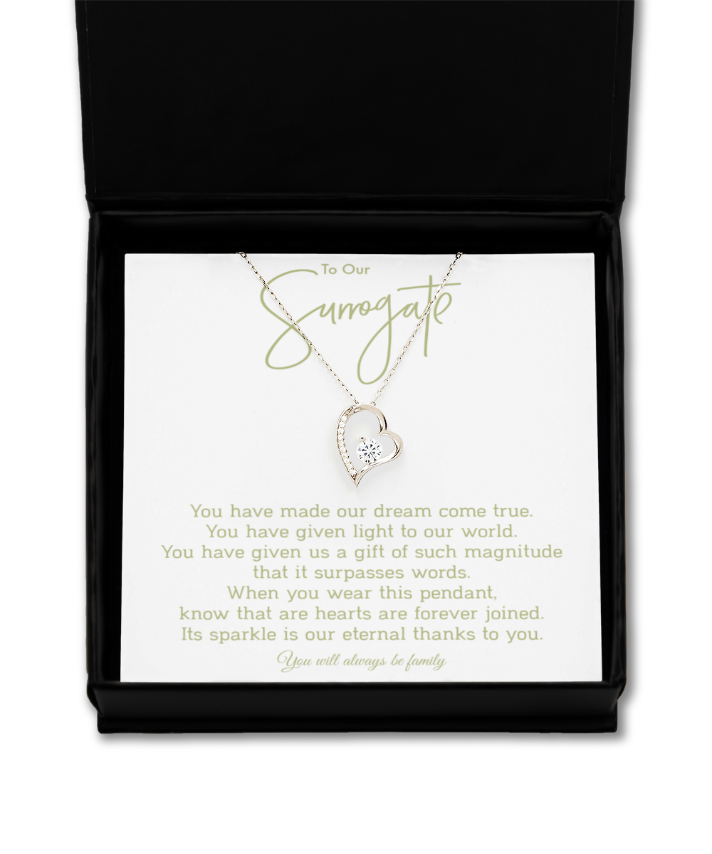 Surrogate Necklace, Sterling Silver Solitaire Heart, Appreciation Gift for Surrogate