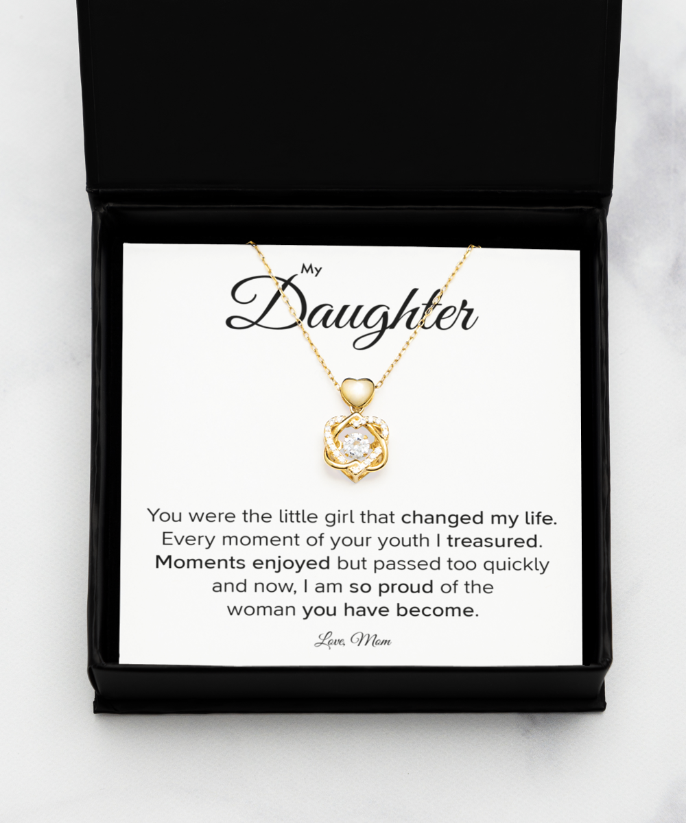 Necklace Gift to my Daughter, Gift from Mom, Message Card Jewelry, Girl That Changed My Life